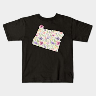 Oregon Silhouette Florals Kids T-Shirt